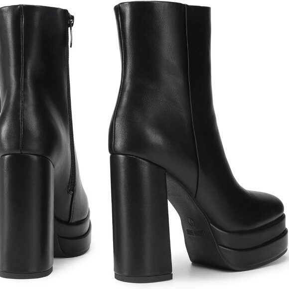 Women's Y2K-Inspired Platform Ankle Boots with Chunky Heels in Black, Size 6 - Picture 4 of 7